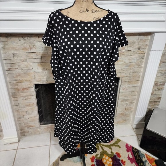Lane Bryant black & white polka dot dress Flutter sleeves plus size 18 20 2X new - Picture 1 of 6